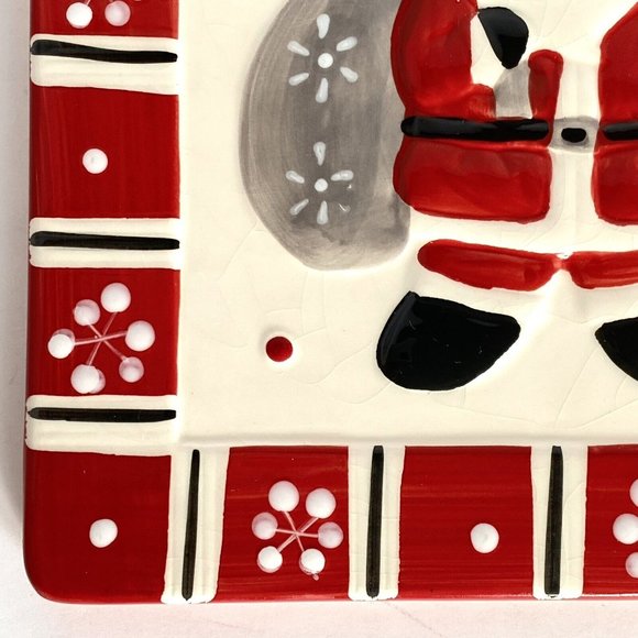 Vintage Santa Tile Trivet Coaster Hand Painted Ceramic 7.5 Inches Square - Picture 5 of 8